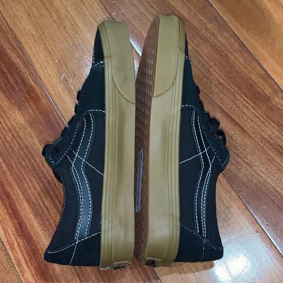Vans Black Canvas Sneakers with White Stitching size 5.5
